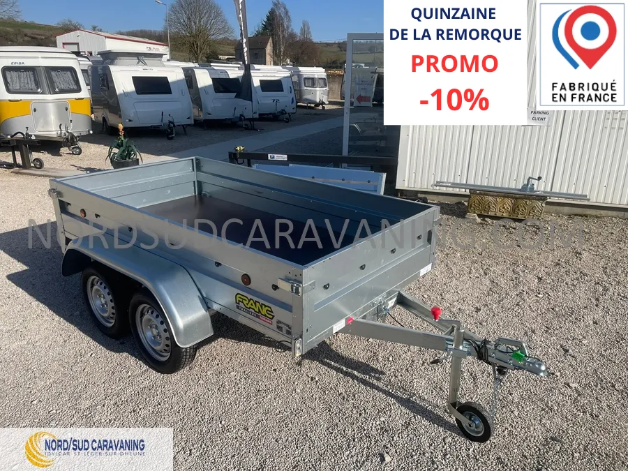 REMORQUE 2.50M FOND BOIS DOUBLE ESSIEU 